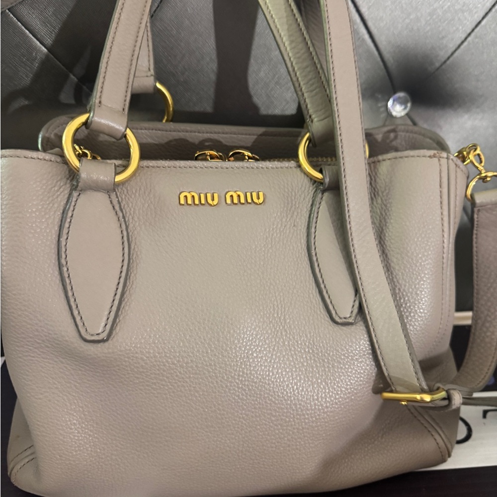 Miu Miu Gray Leather Shoulder Bag - Picture 3 of 12